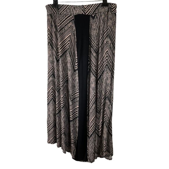 PerSeption Chevron Maxi Skirt 3X Black Side Panel Stretchy Spandex Made in USA - Picture 2 of 9